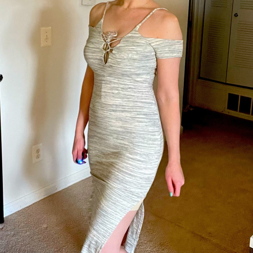 Medium cotton grey midi dress